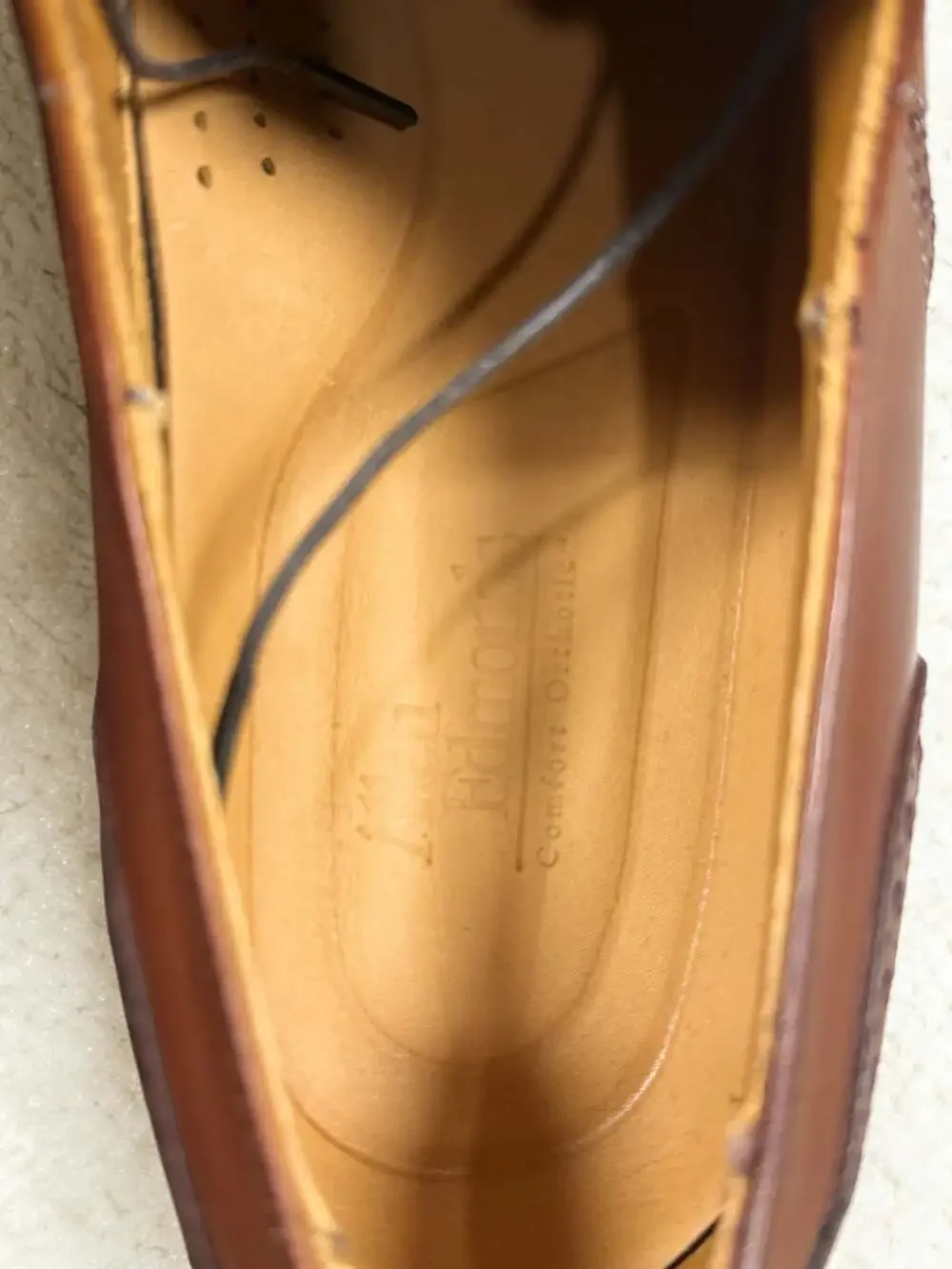 Allen Edmonds Benton Orthotic Cognac Brown Cap Toe Oxford Dress Shoes 9 D NEW